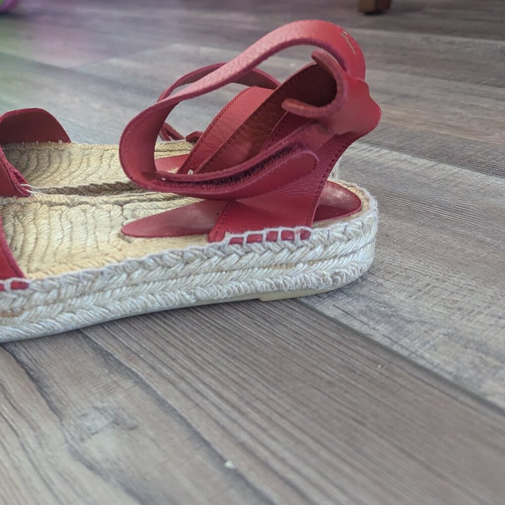 VINCE. Edie Leather Platform Summer Spring Party Beach Espadrille Sandal Red 7 - Picture 3 of 13